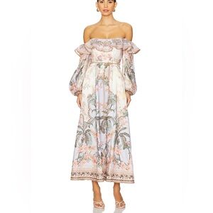 Zimmerman Wylie Off-Shoulder Midi Dress in Blue Floral